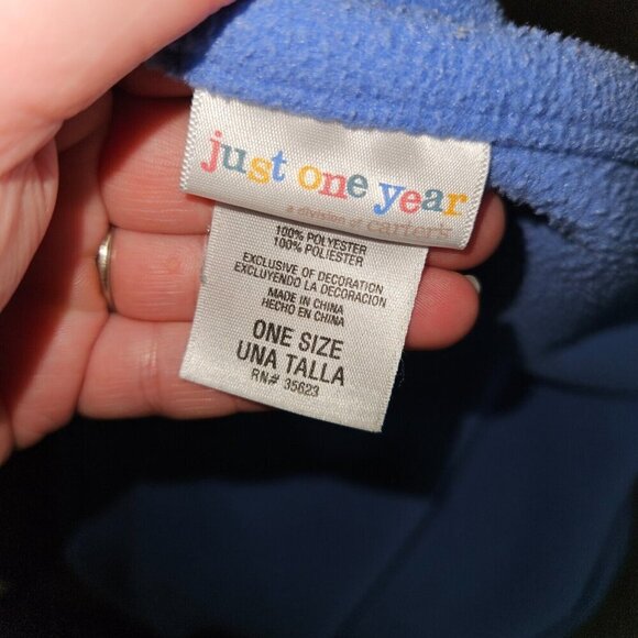 Carter's Just One Year Blue Fleece Baby Blanket Little Athlete Football READ - Picture 3 of 9